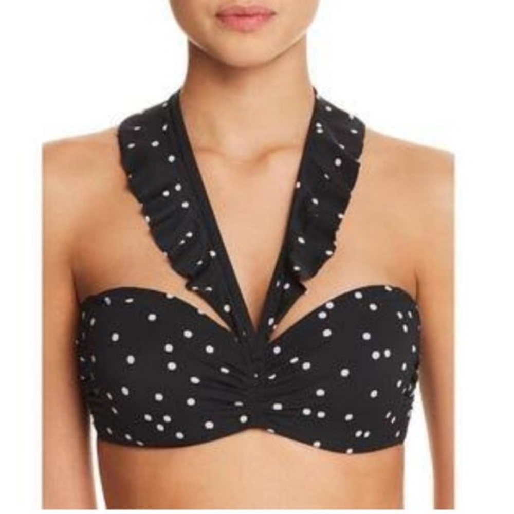 Kate Spade Polka Dot / Polkadot Ruffle Swim Top L